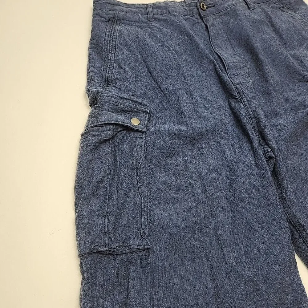 Levi's Cargo Shorts Men Sz 36 Flat Front Blue Textured Chino 11